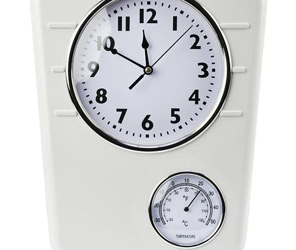 Retro zegar z termometrem biały