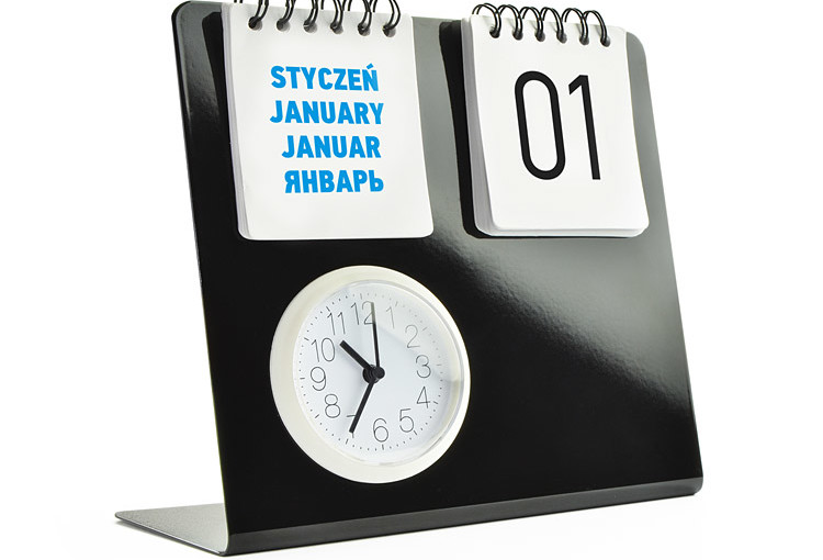 Zegar na biurko z kalendarzem