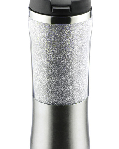 Kubek termiczny KAZO 350 ml – brokat srebrny