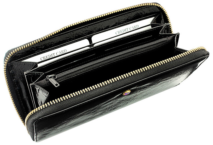 Portfel ELIZABETH z kryształem Swarovski czarny / czerwony