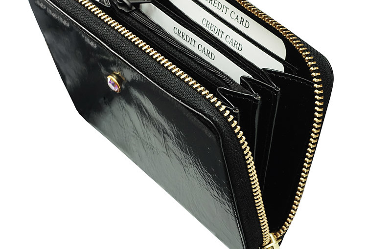 Portfel ELIZABETH z kryształem Swarovski czarny / czerwony