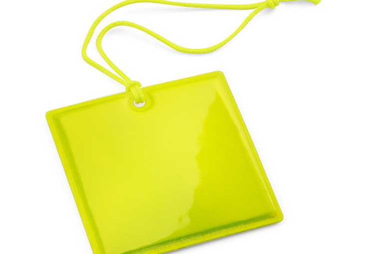 Zawieszka odblaskowa kwadrat, żółta / biała
