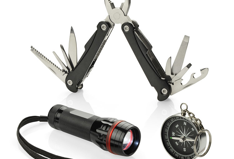 Zestaw TRAVELER – latarka, narzędzie wielofunkcyjne i kompas