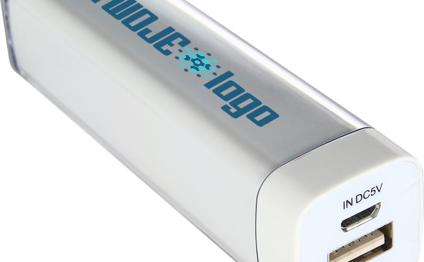 Power bank 2200 mAh, kolor biały. Druk UV w cenie! min. ilość: 20 szt.