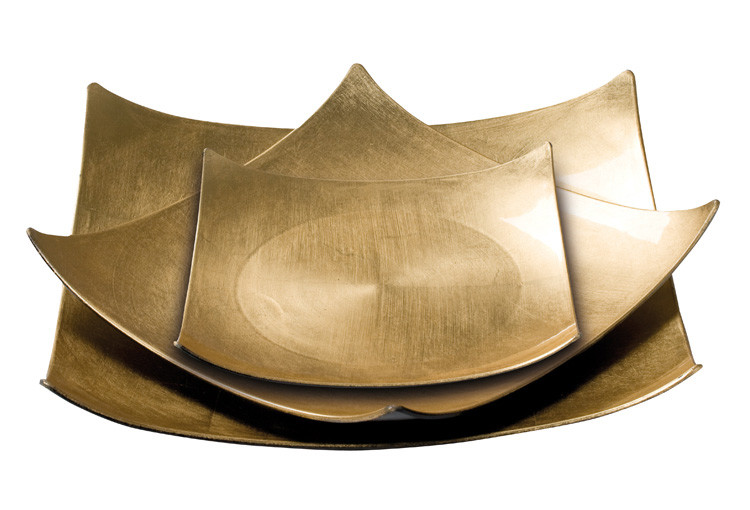 Zestaw złotych talerzyków, kolor złoty