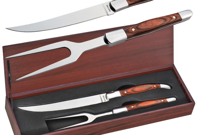 Zestaw sztućców do mięs, kolor brązowy