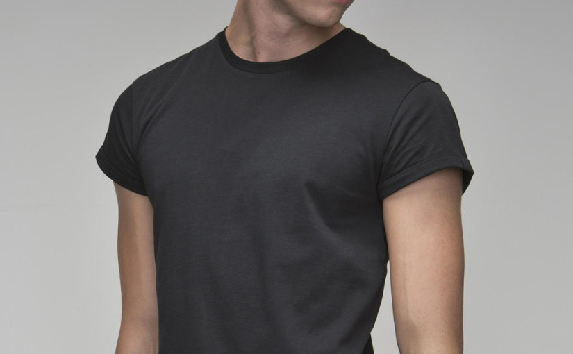 T-shirt męski Roll Sleeve T – czarny / biały