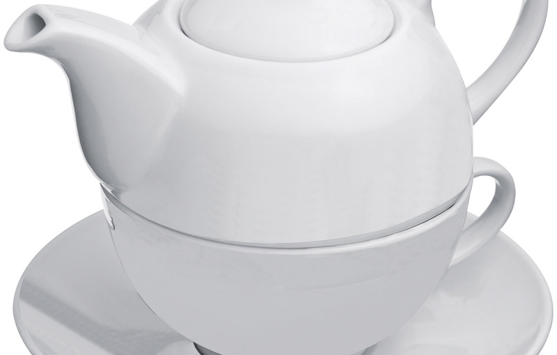 Czajnik i filiżanka do herbaty, kolor biały